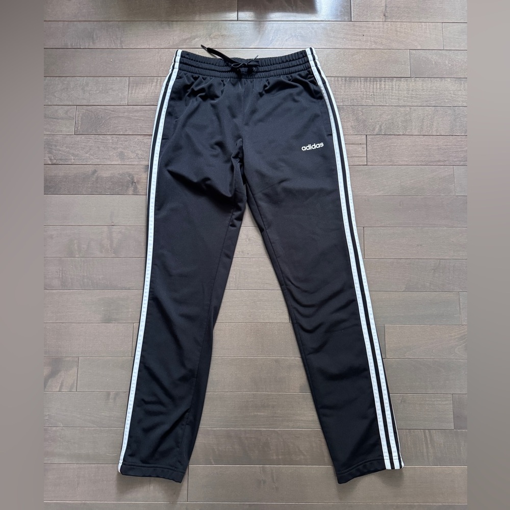Adidas Women's Black Joggers with White Stripes Track Pants